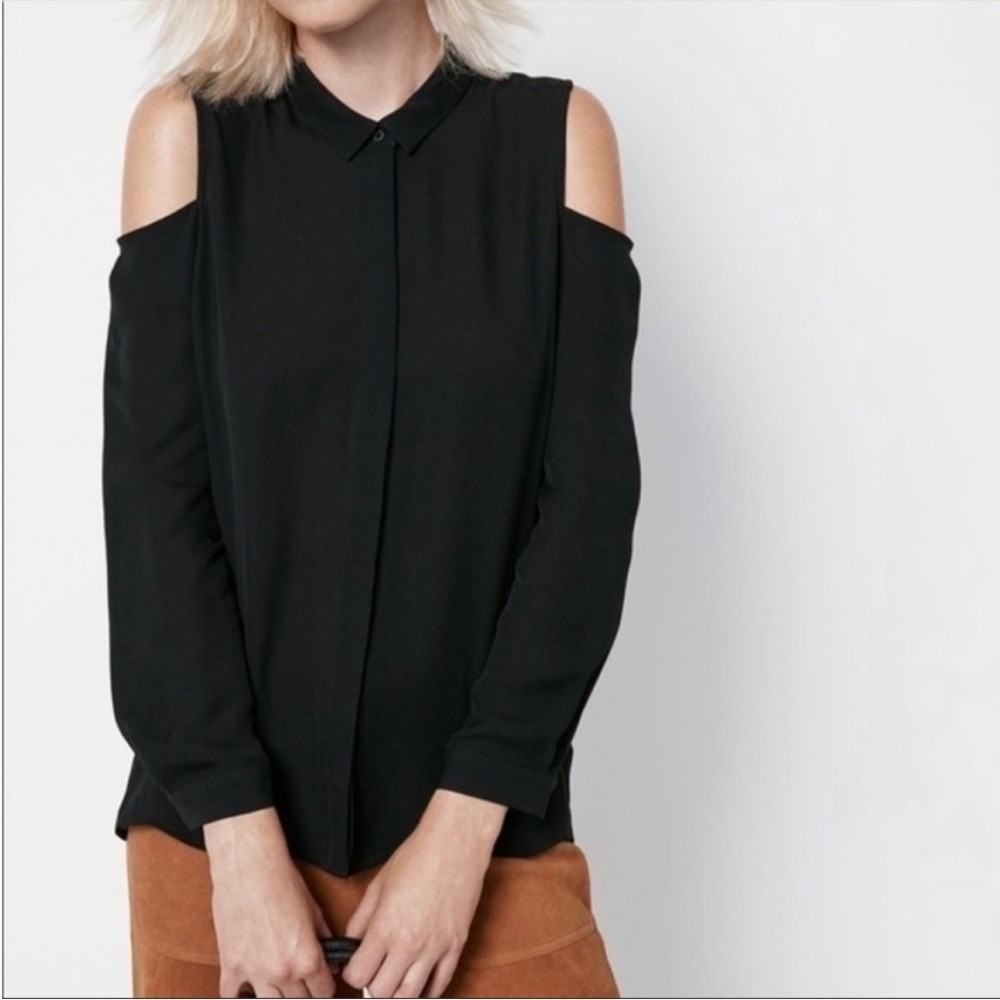 Rebecca Minkoff Black Cold-Shoulder Blouse